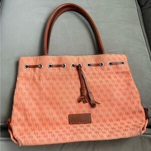 Dooney & Bourke Tan Tote with Pink Logo Interior